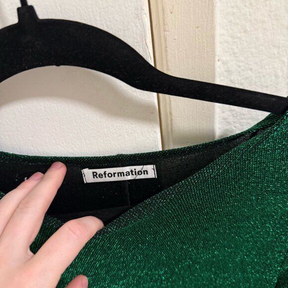 Green sparkly reformation mini dress - small - Picture 3 of 3